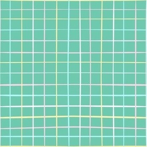 small// jagged checkers pastel colors green background