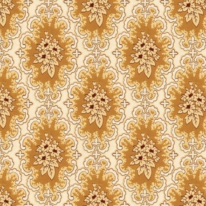 Diagonal medallions with flowers, amber tones