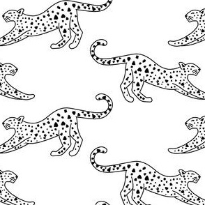 small// Leopard Stretching Drawing Black and White