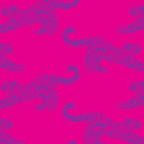 small// Leopard Stretching Drawing Brights Pink and Blue