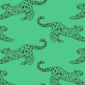small// Leopard Stretching Drawing Green