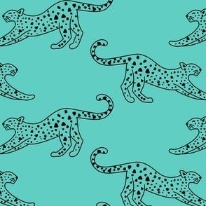 small// Leopard Stretching Drawing teal