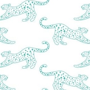 small// Leopard Stretching Drawing White teal