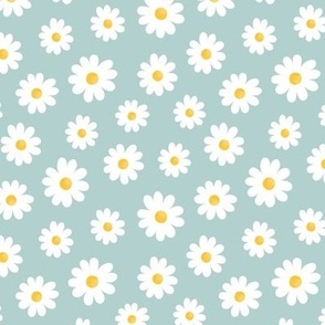 White Daisy Flowers without outline on robins egg - smallscale