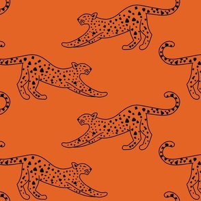 big// Leopard Stretching Drawing Orange