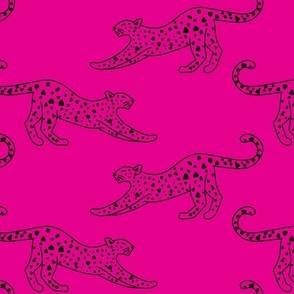 big// Leopard Stretching Drawing Pink