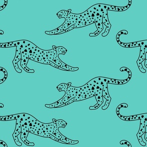 big// Leopard Stretching Drawing teal