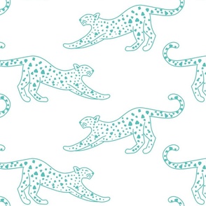 big// Leopard Stretching Drawing White teal
