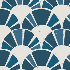 sunrise scallops in blue and gray | large