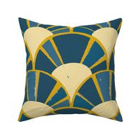 sunrise scallops in blue and gold | large