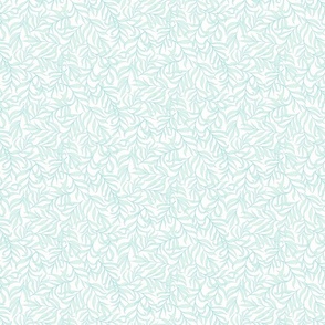 Willow Leaves scatter jumbo wallpaper scale in mint blue by Pippa Shaw