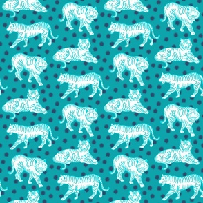 tiger parade in teal and light blue | small