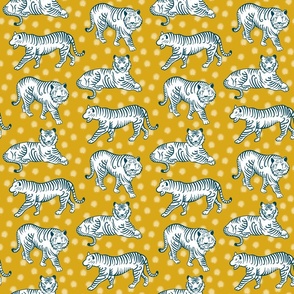white tiger parade on gold | small