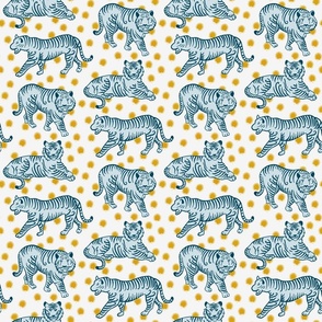 tiger parade in blue, white and gold | small