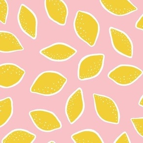 MEDIUM - Tumbling Yellow lemons on baby Pink