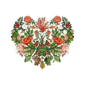 Nature Heart (Flora and Fauna of the World)  embroidery template  