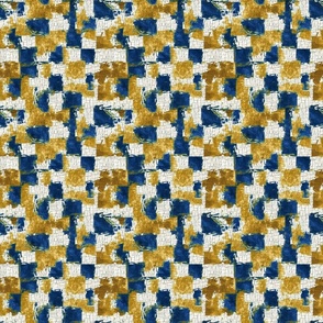 Square Crackle Mosaic - Gold/Blue on White Wallpaper New for 2023