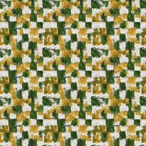 Square Crackle Mosaic - Gold/Green on White Wallpaper New for 2023