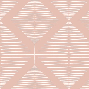 Abstract geometric diamond pattern with white hand-drawn squares on earthy Blush Pink in minimalistic Japandi Scandinavian style with Aztec Vibes for Boho Home Decor, Farmhouse Wallpaper & Cottage Chic Upholstery