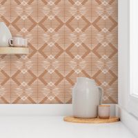 Abstract geometric diamond pattern with white hand-drawn squares on earthy Terracotta Orange in minimalistic Japandi Scandinavian style with Aztec Vibes for Boho Home Decor, Farmhouse Wallpaper & Cottage Chic Upholstery