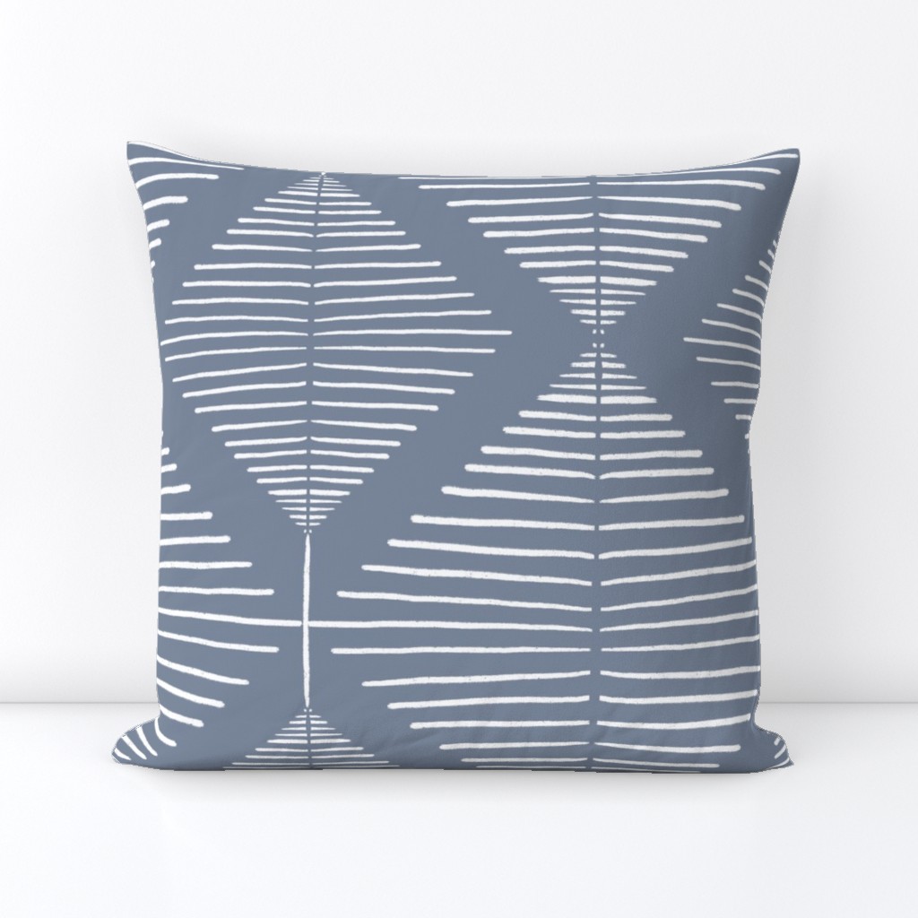 Abstract geometric diamond pattern with white hand-drawn squares on earthy Cornflower Blue in minimalistic Japandi Scandinavian style with Aztec Vibes for Boho Home Decor, Farmhouse Wallpaper & Cottage Chic Upholstery
