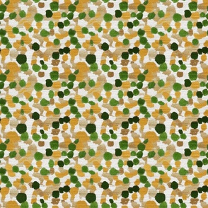 Pointillism Chic - Gold/Green on Woven White Wallpaper New for 2023