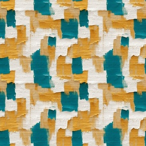 Square Strokes Gold/Teal on White Wallpaper 