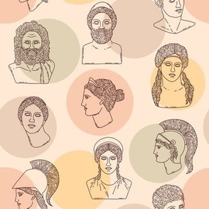 Print with Greek statues 