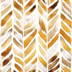 Chevroned Splendor - Gold on White Wallpaper 