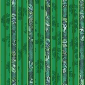 Warercolor Buttercup Leaves - Green Stripes