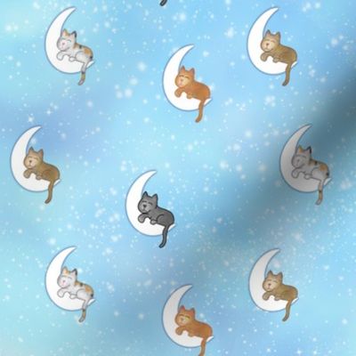 Sleepy Cats Dreaming on Turquoise Sky (1.5") by BigBlackDogStudio