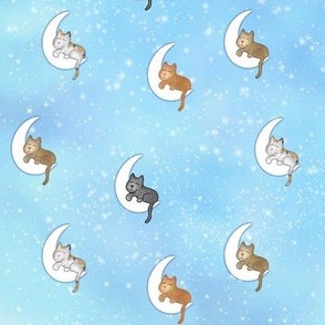 Sleepy Cats Dreaming on Turquoise Sky (1.5") by BigBlackDogStudio