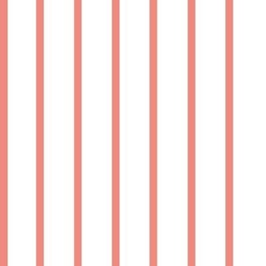 COASTAL VERTICAL CORAL AND WHITE  STRIPES