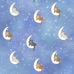 Sleepy Cats Dreaming on Deep Blue Sky (1.5") by BigBlackDogStudio