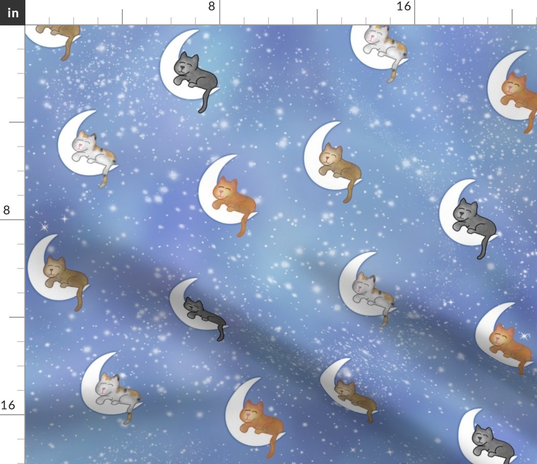 Sleepy Cats Dreaming on Deep Blue Sky (3.5") by BigBlackDogStudio