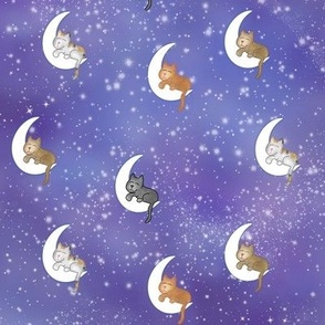 Sleepy Cats Dreaming on Purple Sky (1.5") by BigBlackDogStudio