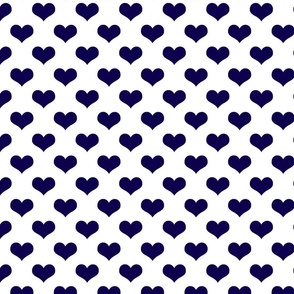 Navy Blue Hearts White Background