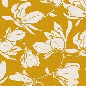 Magnolia Garden Floral - Textured Golden Yellow Ivory Regular 