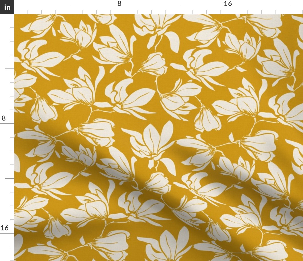 Magnolia Garden Floral - Textured Golden Yellow Ivory Regular 