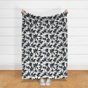 Magnolia Garden Floral - Textured Ivory and Navy Blue Large
