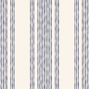 Coastal Ticking Stripe {Heron Blue // Off White} Wonky Vertical Lines, Large Scale