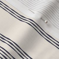 Coastal Ticking Stripe {Navy Blue // Off White} Wonky Vertical Lines, Large Scale