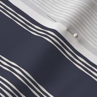 Coastal Ticking Stripe {Off White // Navy Blue} Wonky Vertical Lines, Large Scale