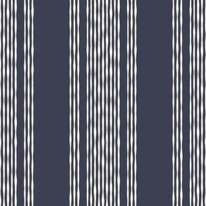 Coastal Ticking Stripe {Off White // Navy Blue} Wonky Vertical Lines, Large Scale