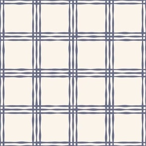 Windowpane Plaid Grid {Heron Blue // Off White} Imperfect Wonky Stripes, 2" Repeat