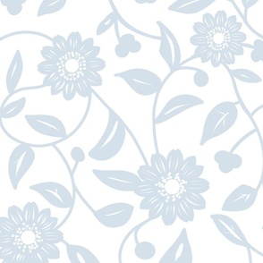 pastel blue flowers on a white background - large scale