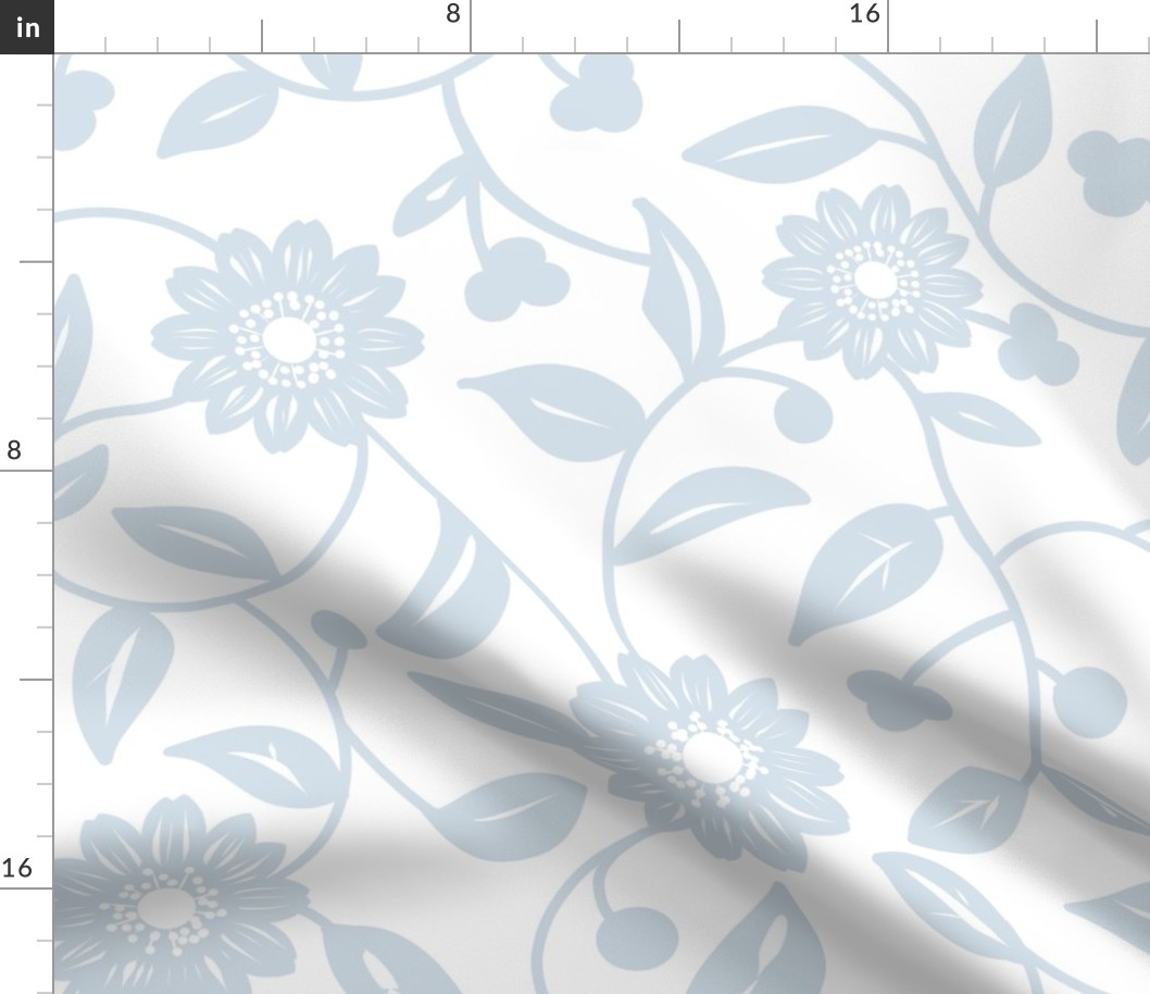 pastel blue flowers on a white background - large scale