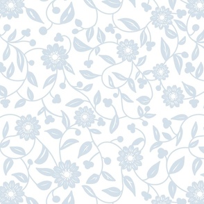 pastel blue flowers in a white background - medium scale