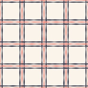 Plaid Coral Blue Gre Fabric, Wallpaper and Home Decor | Spoonflower