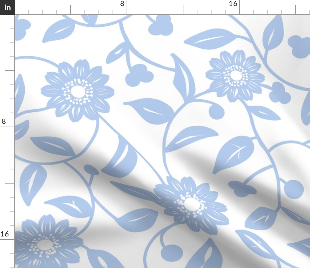 sky blue flowers in a white background - medium scale